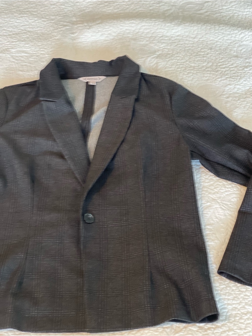 Nanette Lepore Gray and Black Plaid Blazer